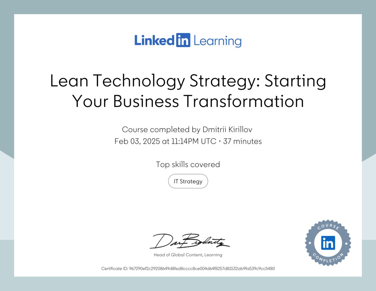 LinkedIn Business Strategy certification